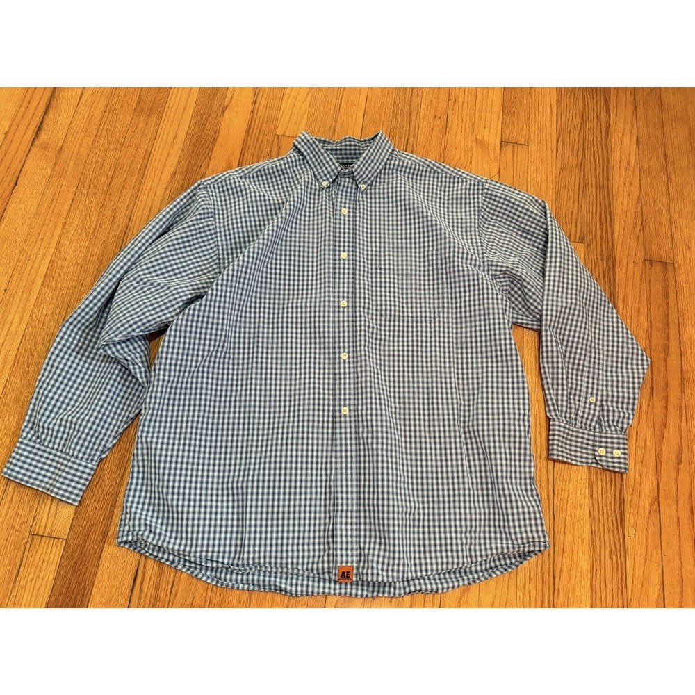 Y2K American Eagle Outfitters Shirt Blue Button Up Long Sleeve Mens XL